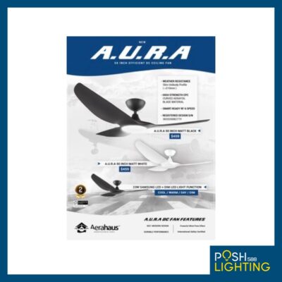 2021 Alaska AURA Designer DC Ceiling Fan - 50inch + 23W-Dimmable SAMSUNG LED Tricolour