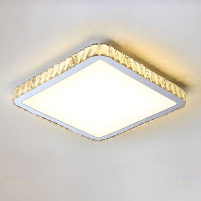 Luca Crystal Square Ceiling Hugger Light